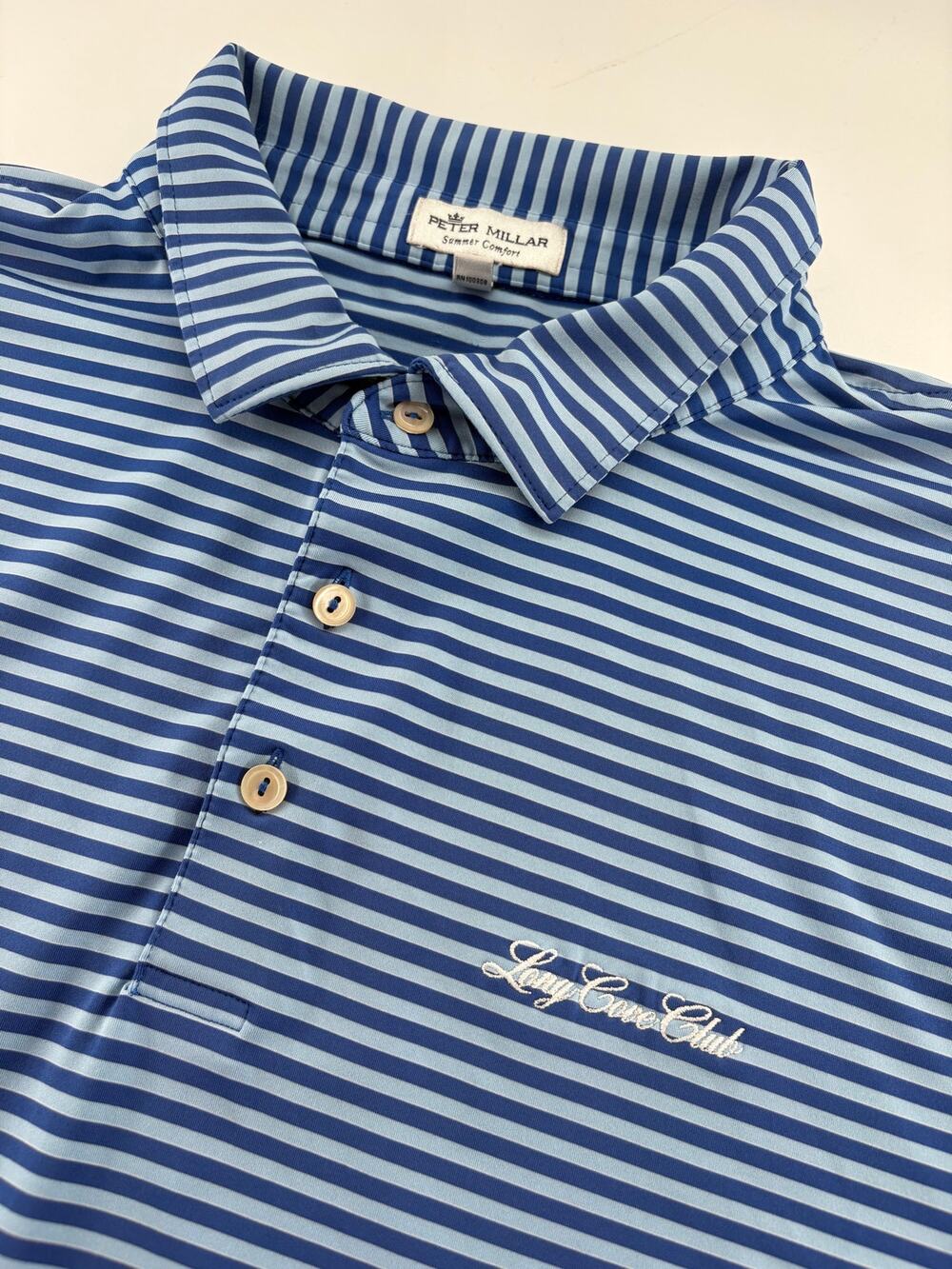 Peter Millar Summer Comfort Polo Mens XXL Long Cove Club Blue Stripe Golf
